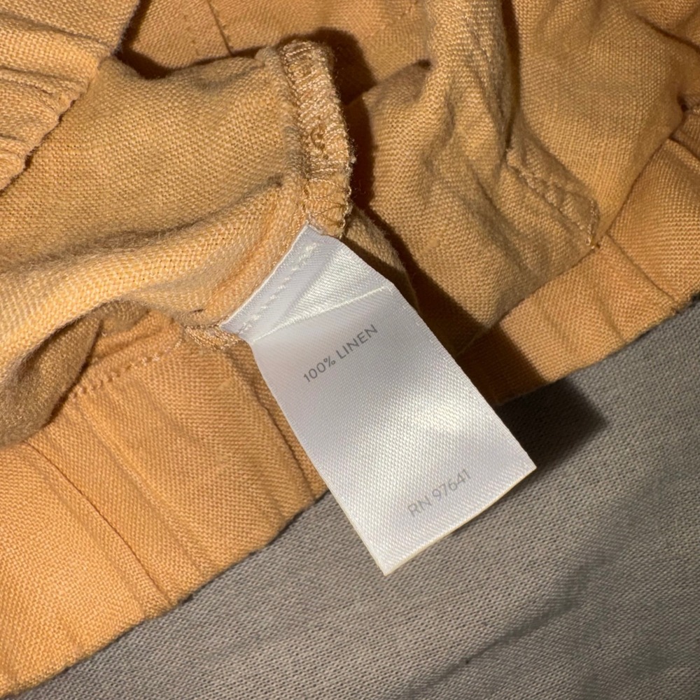 Pure Jill J.Jill Mustard Yellow 100% Linen Cropped Pants Medium Petite Vacation - Picture 4 of 7